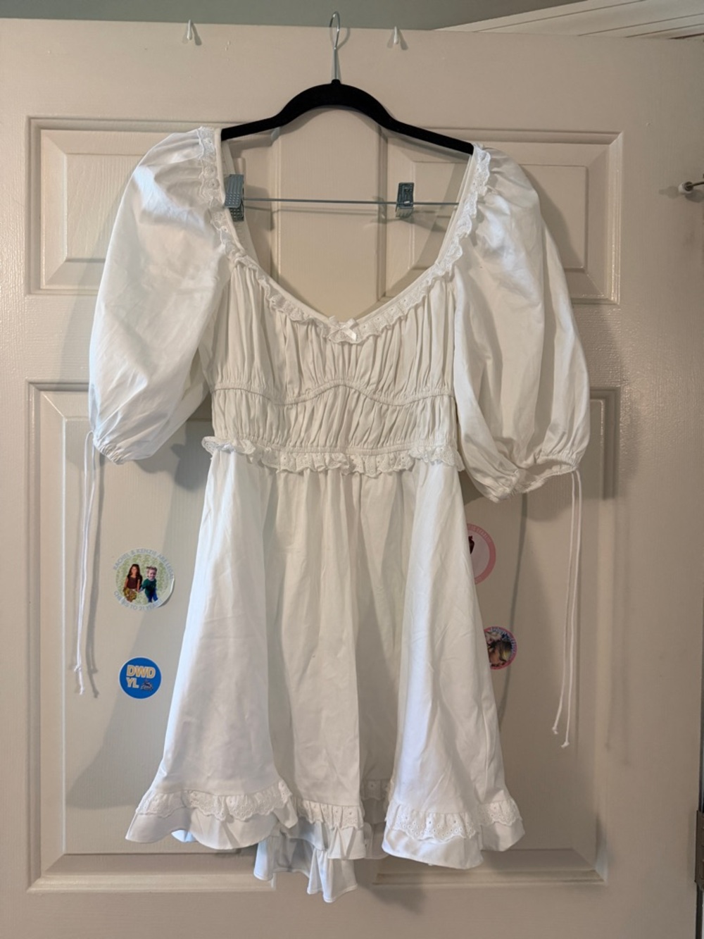 For Love & Lemons White Puff Sleeve Mini Dress